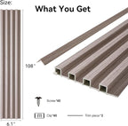 8-Pack WPC Wall Panels 108’’ x 6.1’’ 3D Slat Wall Panel Acoustic Wall Paneling - Image 2