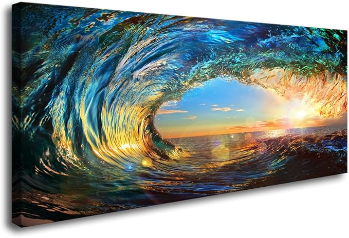 Cao Gen Decor Art S06762 Giant Wave Water Wall Art Canvas Prints 1 Panels Ocean by Cao+Gen+Decor+Art
