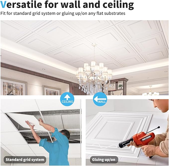 Art3d Drop Ceiling Tiles 24x24in., Wainscoting Panels Glue Up 2ft x 2ft - Image 7