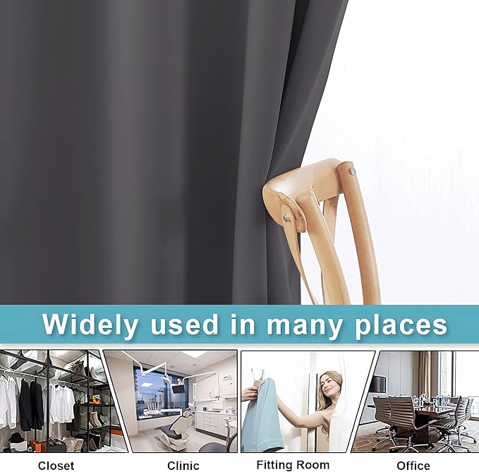 RYB HOME Blackout Room Divider Curtains Privacy Loft Screen Adjustable Ceiling - Image 5