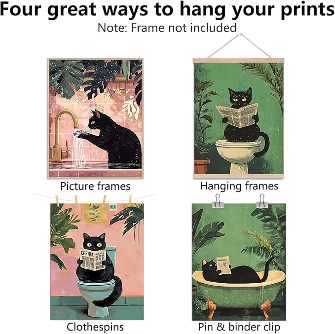 KBKBART Funny Cat Bathroom Wall Art Prints Poster, 8x10 inches - Image 3