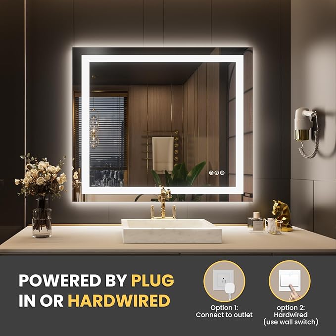 LOAAO 44"X36" LED Mirror for Bathroom, Lighted Bathroom Mirror - Image 6