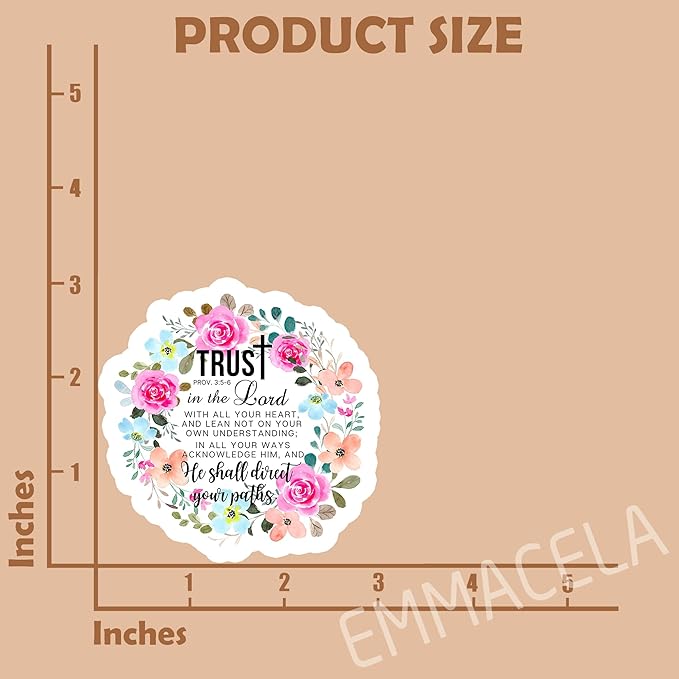 (3 Pack) Faith Stickers - Trust in The Lord with All Your Heart - Christian Waterproof Vinyl Decals for Books, Laptops, Tumblers, Water Bottles - Phones, Bible Verb Quotes - 3 x 3 Inch