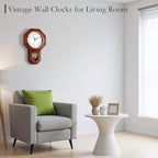 Regulator Wall Clock with Pendulum, Imitation Red Wood Plastic Wall Clock - Image 3