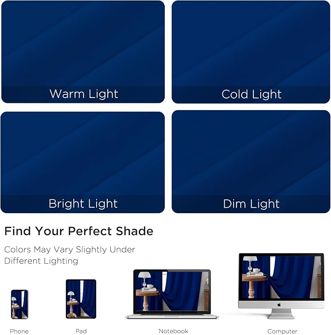 CUCRAF Royal Blue Blackout Curtains Customize, Rod Pocket Room Darkening Curtain - Image 4