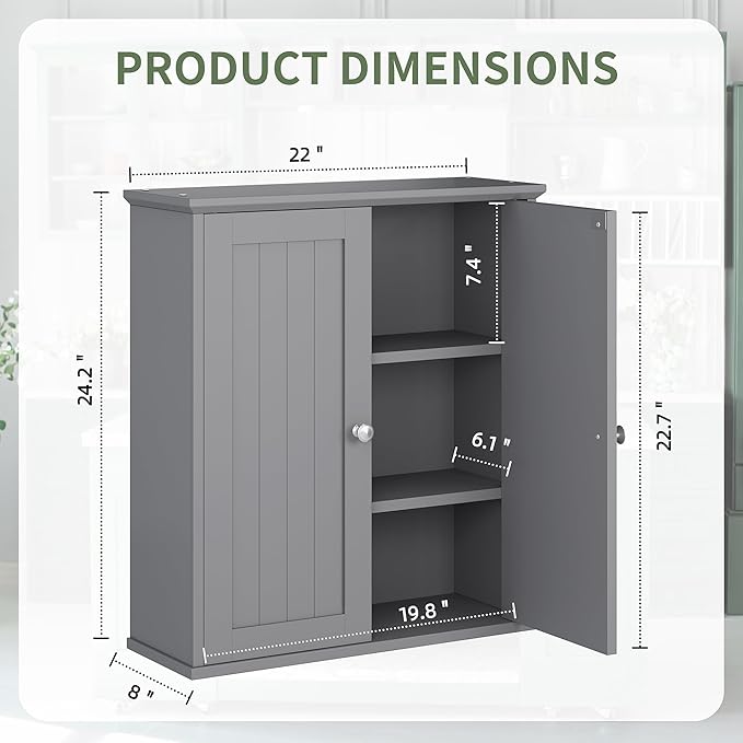 Bathroom Wall Cabinet, Bathroom Cabinet Wall Mount, Over Toilet Space Saver - Image 3