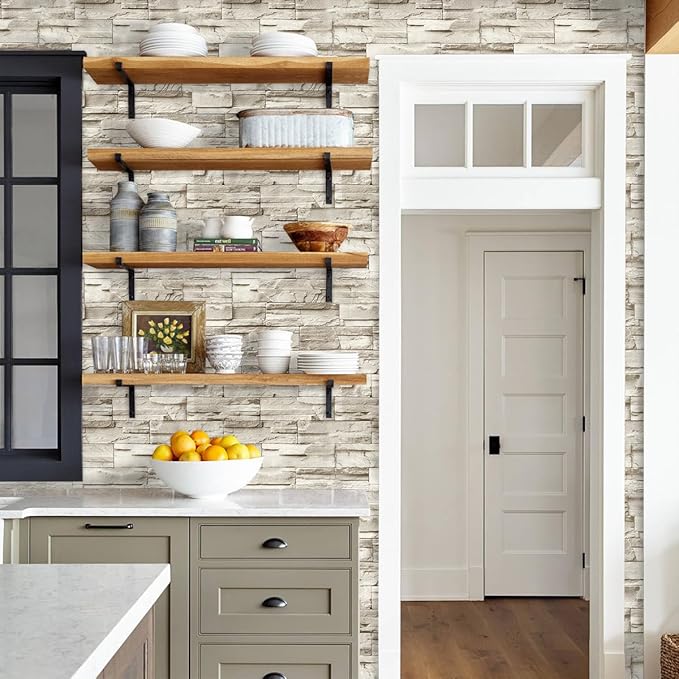 Jeweluck Stone Wallpaper Peel and Stick Brick Wallpaper 17.7”×118.1” Brick - Image 8
