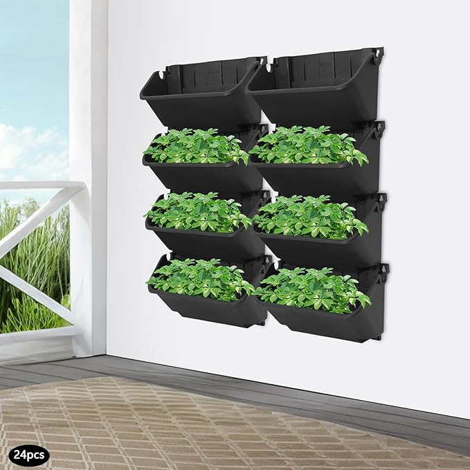 Vertical Wall Planter with 24 Pots, Hanging Garden Plant Flowerpot Holder - Image 3