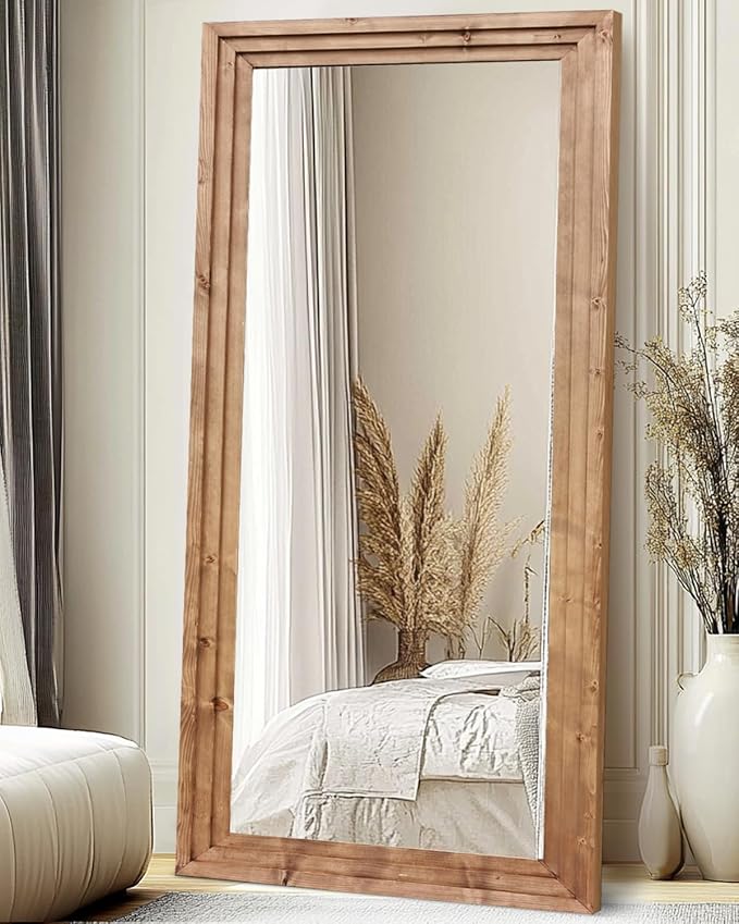 Full Length Mirror 76"x34" Solid Wood Frame Floor Large Mirror - Image 7