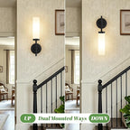 MOKATNG Wall Sconces Set of Two, Matte Black Bathroom Sconces - Image 8