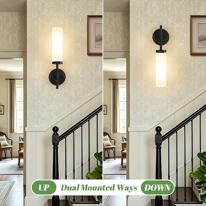 MOKATNG Wall Sconces Set of Two, Matte Black Bathroom Sconces - Image 8