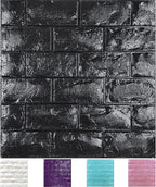 30PCS 3D Wall Panels Peel and Stick Faux Brick Wallpaper Black Self Adhesive by Yutianli