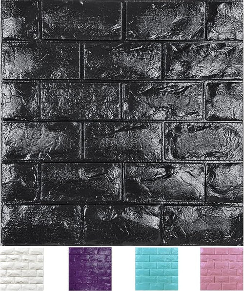 30PCS 3D Wall Panels Peel and Stick Faux Brick Wallpaper Black Self Adhesive by Yutianli