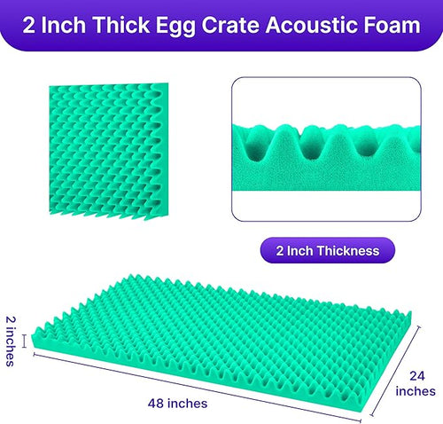 2 Pack Sound Proof Foam Panels for Walls, High Density Egg Crate Sound - Image 2