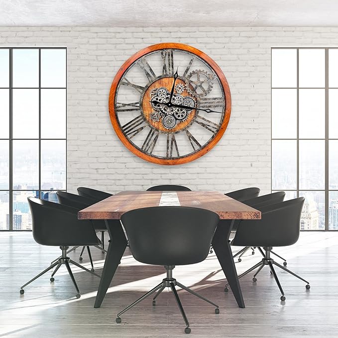 The B-Style 36" Large Moving Gear Wall Clock Oversized Vintage Farmhouse Wall - Image 6