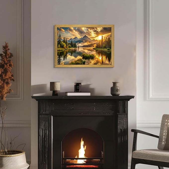 Framed Canvas Wall Art 16x24 Inch, Vintage Landscape Wall Art Decor, - Image 4