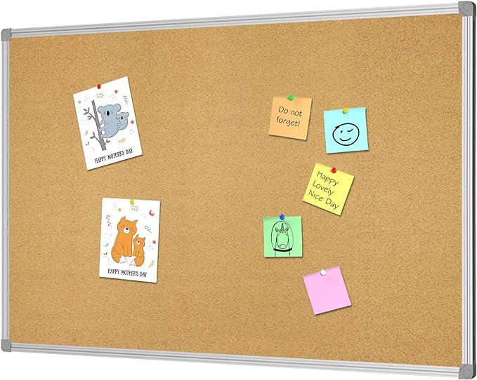 Lockways Cork Board Bulletin Board, Double Sided Corkboard 36" x 24", by Lockways