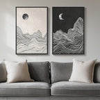 Framed Black and White Abstract Wall Art, 2 Piece Modern Canvas Prints - Image 4