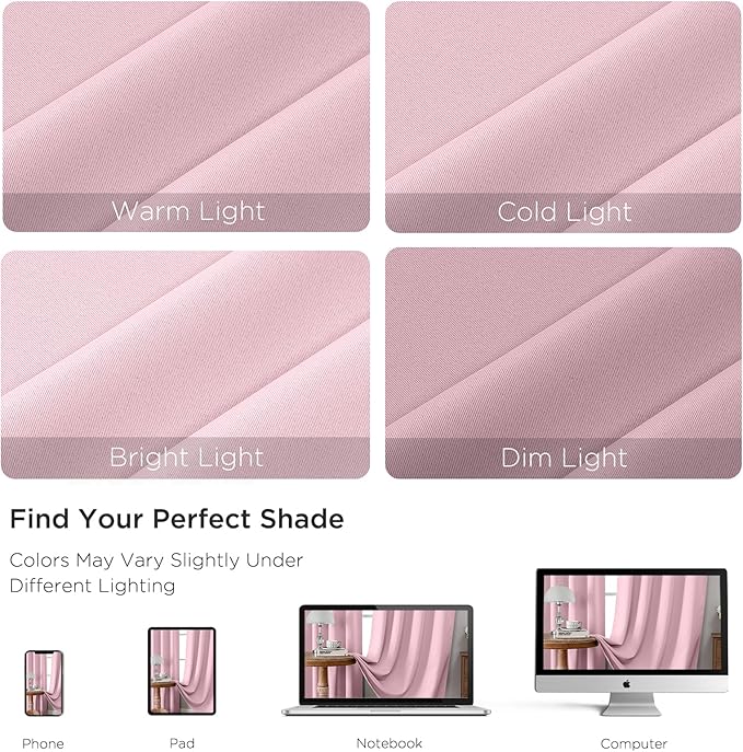 CUCRAF Light Pink Blackout Curtains Customize, Rod Pocket Room Darkening Curtain - Image 4