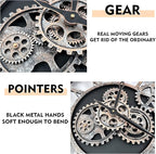 The B-Style Large Wall Clock 24 inch Moving Gear Wall Clock Oversized Vintage - Image 4