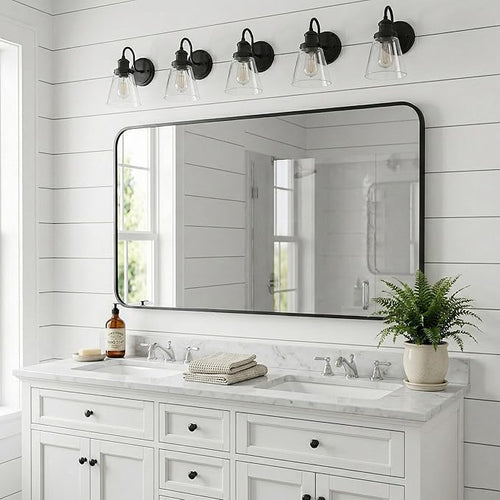 30x48 Inch Oversized Matte Black Bathroom Vanity Mirrors | Flush Mount Deep Set - Image 2