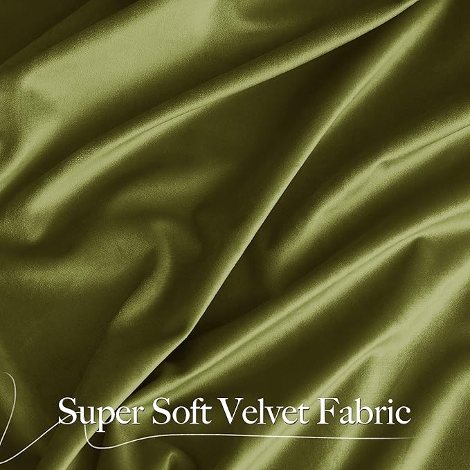 NICETOWN Moss Green Velvet Drapes 120 inch Long - Image 3