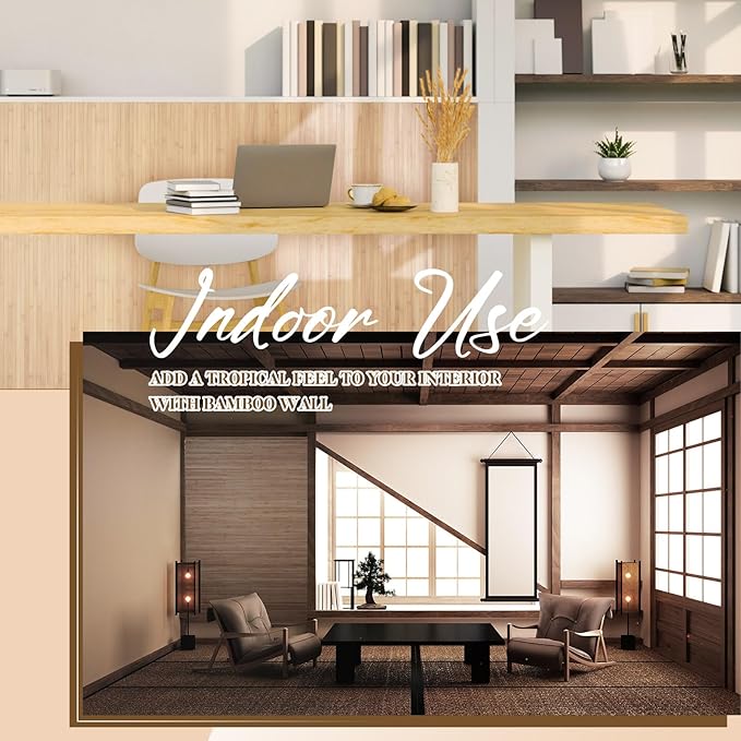 Juexica 2 Pcs Natural Bamboo Wall Panel 16 x 96 Inch Bamboo Covering Renewable - Image 4