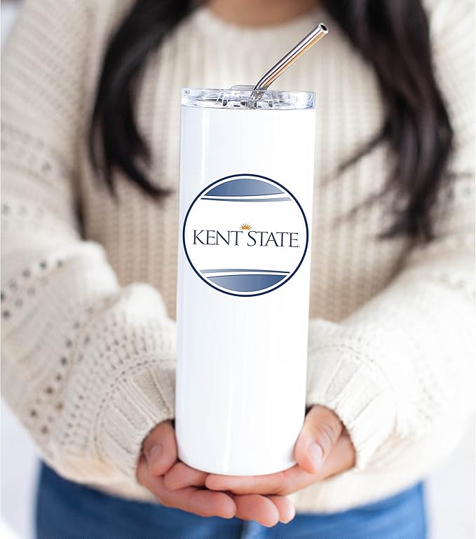 Kent State University Skinny Tumbler, Water Tumbler, Stainless Steel Tumbler, Tumbler Cup, Tumbler with Straw and Lid, Double Wall, Stainless Tumbler (Kent State University #6)