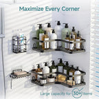 Veken Corner Shower Caddy 4-Pack, Advanced Rustproof Design, No Drilling - Image 2
