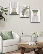 30x40CM Sage Green Boho Wall Art, Framed Canvas Bathroom Wall Art Pictures - Image 4