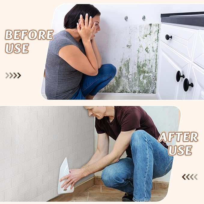 Hahafelt 1 Pcs 32 x 2.3 ft 3D Wall Panel, Faux Brick Wall Panel White Peel and - Image 4