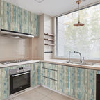 practicalWs 17.71''x 393.7''Blue Distressed Wood Wallpaper Self-Adhesive Peel - Image 9