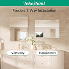 TokeShimi 36x36 Beveled Mirror Frameless Tempered, Rectangle Bathroom Mirror - Image 7