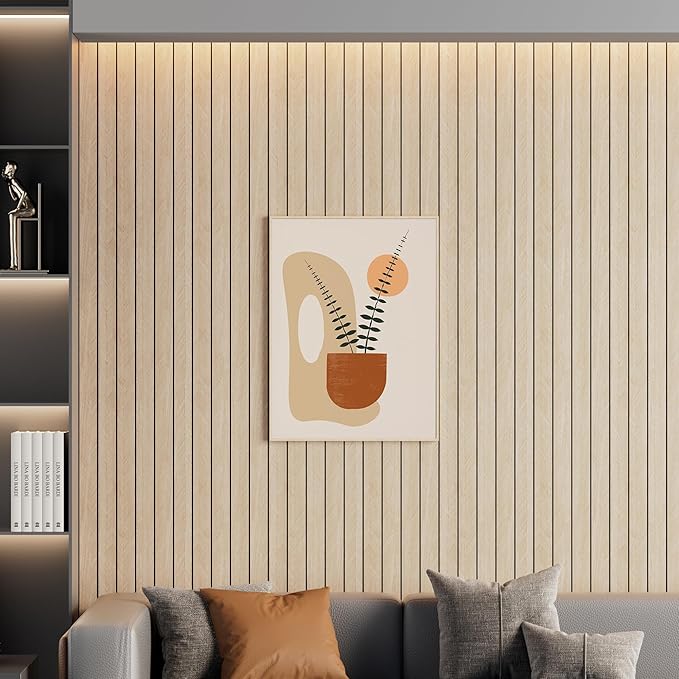 Arthome Peel and Stick Slat Wall Panels 15.7 "x400, Self-Adhesive PVC Wood - Image 2