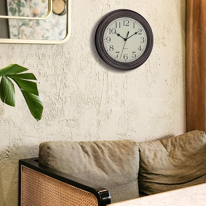 Foxtop 9 Inch Wall Clock Battery Operated Silent Non-Ticking Small Classic - Image 3
