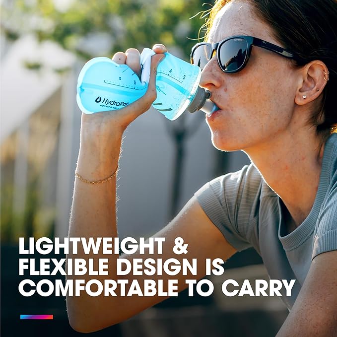 HydraPak PocketFlask 500ml - Compressible, Low Profile Soft Flask Water Bottle, Ideal Fit for Run Belts and Form Fitting Pockets with Locking Cap (500ml / 17oz)