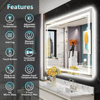 48x40 LED Bathroom Mirror with Lights, Backlit and Front Lit Anti-Fog Lighted - Image 2