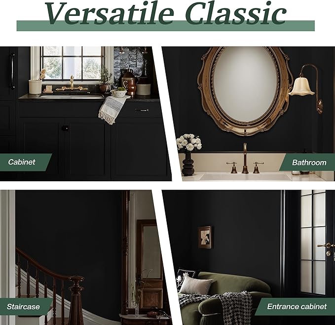 Dimoon 394''x17.7'' Black Peel and Stick Wallpaper Contact Paper Modern Self - Image 4
