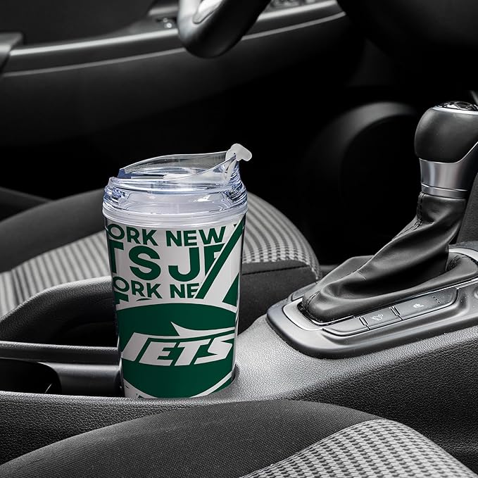 NFL Football 24oz Acrylic Tumbler with Hinged Lid, Officially Licensed Double Wall Tumbler for NFL Fans