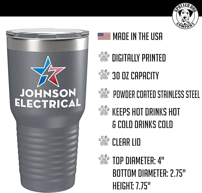 Personalized 30oz (17 Colors) Printed Insulated Stainless Steel Powder Coated Tumbler with Lid - Custom Bulk Promotional Items with your Logo - Bulk Company Small Business Party Favors (Gray)