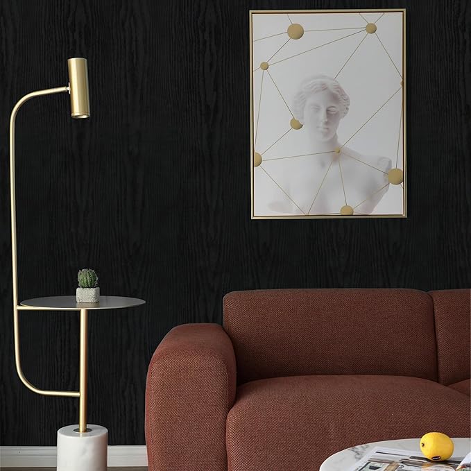 Vinjiasin Peel and Stick Wallpaper Black Wallpaper Black Wood Contact Paper - Image 9