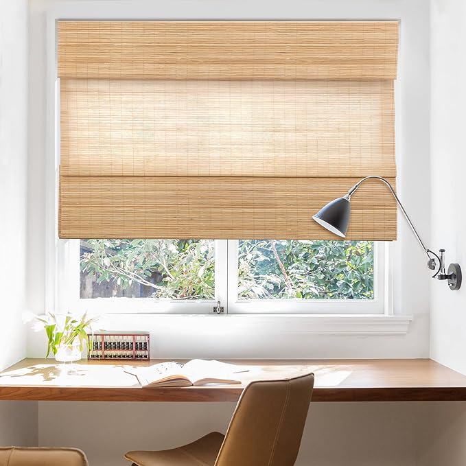 LazBlinds Cordless Bamboo Roman Shades, Light Filtering Window Treatment - Image 2