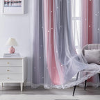 XiDi Curtains for Bedroom Decor, Rainbow Pink-Grey-34-54 - Image 3