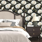 Laatse Black White Floral Peel and Stick Wallpaper Chrysanthemum Contact Paper - Image 5