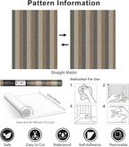 Textured Fabric Wallpaper Peel and Stick Large Size 26"x400" Beige/Brown/Grey - Image 7