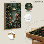 AtterrirArt Framed Bathroom Funny Wall Art, 16 * 24inch, Vintage Floral Shower - Image 4