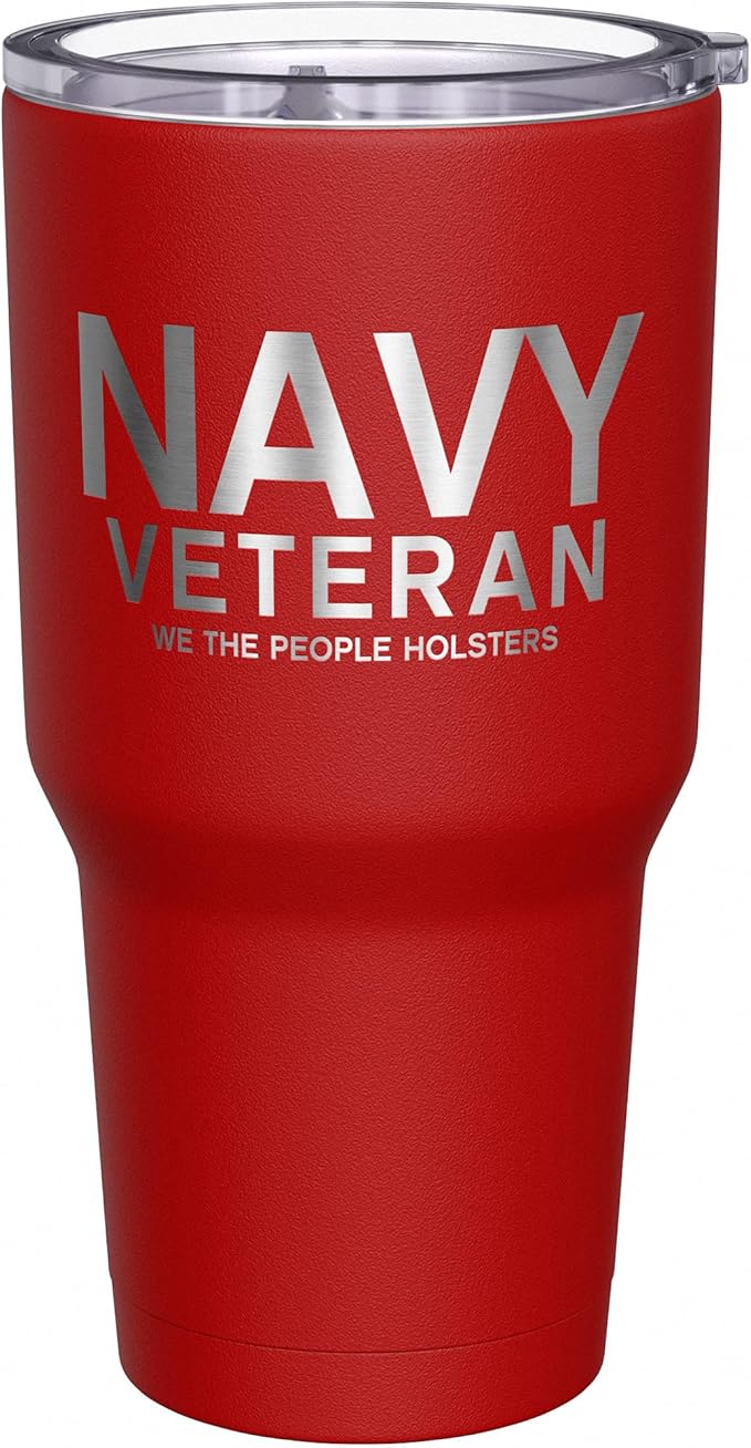 We The People Holsters - Navy Veteran Travel Mug - American Flag Coffee Tumbler - Double Insulated - 30 oz