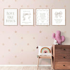 LARTSFRO Coquette Beige Bow Jesus Wall Art Decor Posters, Inspirational Bible - Image 3