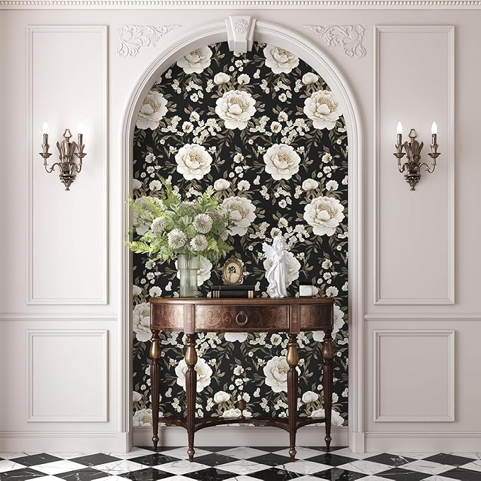 Laatse Boho Wallpaper Peel and Stick Dark Floral Wallpaper - Image 5
