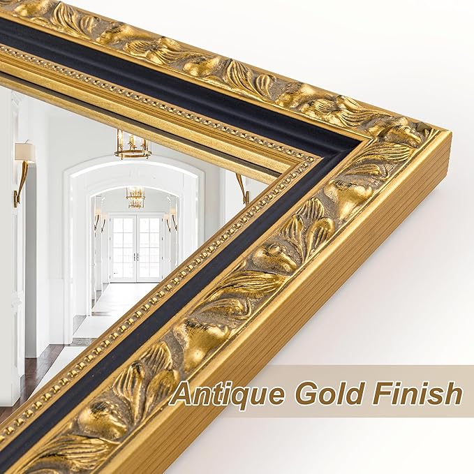 Vintage Large Wall Mirror for Wall, Traditional Ornate Gold Wooden Mirrors - Image 2